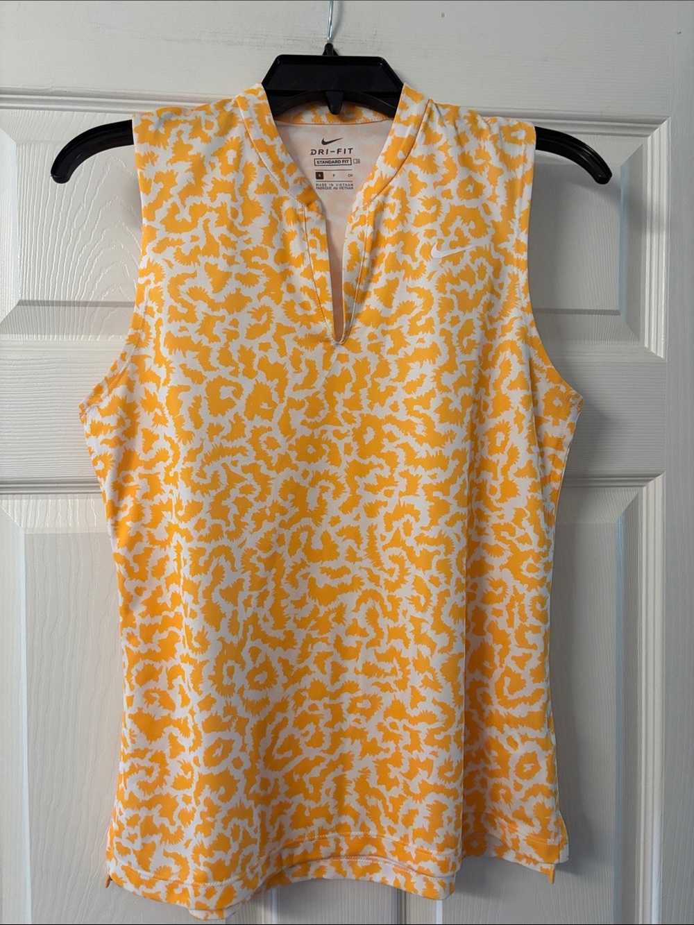 Nike Yellow & White Sleeveless Dri-FIT Keyhole Tank